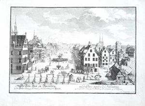c1715 Norimberga Maxplatz Altstadt vista incisione su rame di Johann Adam Delsenbach - Foto 1 di 1