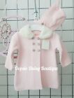 Girls Pink Knitted Pram Coat with Bonnet Fur Collar