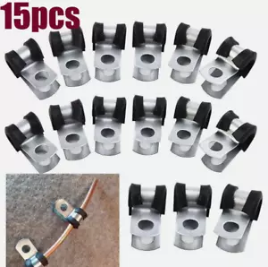 15PCS Brake Pipe Tube Clips Rubber Lined Steel P Clips 3/16" lines Brake Parts - Picture 1 of 9