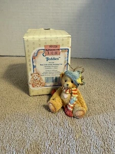 1992 Enesco Cherished Teddies Bear with Red  Stocking Cap Ornament #951226 - Picture 1 of 7