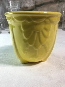 Vintage Yellow Ceramic Embossed Flower Footed Pot - Picture 1 of 3