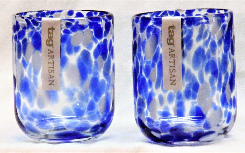 Конфетти двойной стекла мульти - синий и белый - набор из 2 - ярлык Бесплатная доставка   - Изображение 1 из 1