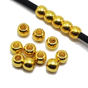 200 Gold Tone Metallic Acrylic Round Pony Beads 8X6mm Big Hole Spacer - Picture 1 of 8