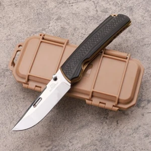 Coltello pieghevole 8''' Nuovo VG10 lama completa TC4 intarsio maniglia in fibra di carbonio tattiche VTF189 - Foto 1 di 11