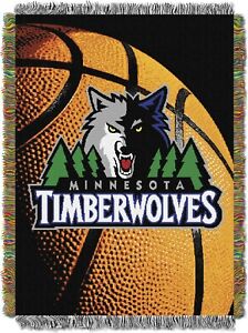 NBA Minnesota TIMBERWOLVES Woven Tapestry 48"x60" Wall Hangin Throw Blanket Rare