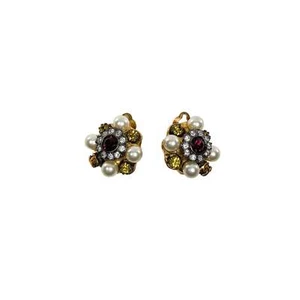 Chanel Ohrringe Gold Kristall Perlen Clip On Vintage - Bild 1 von 4