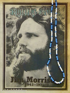 Collar de cuentas hecho a mano estilo Jim Morrison de 30" original Puertas negras blancas turquesa - Imagen 1 de 8