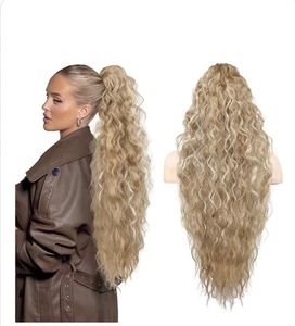 Ponytail Extension 30"Lightweight Extra Fluffy Claw Clip M Blond Christmas,party - Picture 1 of 9