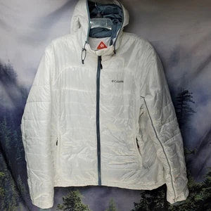 Columbia Omni Heat Womens Size XL White Thermal Hooded Puffer Jacket Coat - Picture 1 of 7