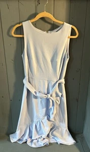 Calvin Klein Light Blue Scuba Crepe Ruffle Hem Sleeveless Dress | Size 4 - Picture 1 of 12