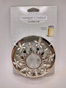 YANKEE CANDLE FROSTY COLLECTION SILVER SNOWFLAKES ILLUMA-LID JAR CANDLE TOPPER - Picture 1 of 6