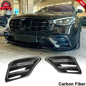 For Benz W223 S450 S500 2021-24 Real Carbon Front Bumper Fog Air Vent Cover Trim - Picture 1 of 12