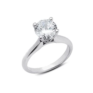 Diamante redondo certificado natural 950 plat. 1/4ct G VS2 Anillo de compromiso solitario - Imagen 1 de 9