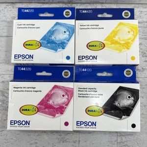 New EPSON TO441 TO442 TO443 TO444 BLACK COLOR INK CARTRIDGES SEALED OEM Exp 2011 - Picture 1 of 6