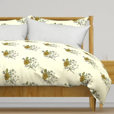 Funda nórdica o almohada estampada en ramo floral amarillo mostaza Foto 1 de 4