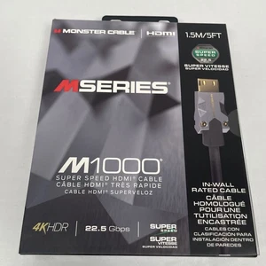 Monster Cable HDMI M1000 Super Speed 4K HDR In-Wall Rated 1.5M/5FT - Picture 1 of 7