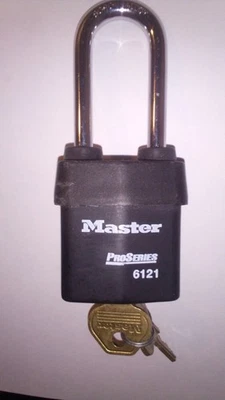 Master Lock 6121Lj Padlock, Keyed Different, Long Shackle, Rectangular Steel - Image 1 of 4