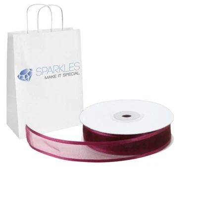 Organza Ribbon 7/8" Wide 25 Yd Yard Roll - Burgundy - Satin Edging Solid mn - Image 1 of 4