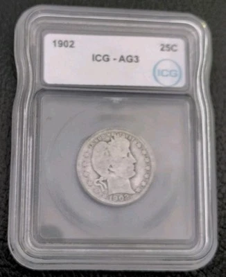 1902 Barber Quarter ICG AG3 Low Ball Type Coin Circulated - Image 1 of 2