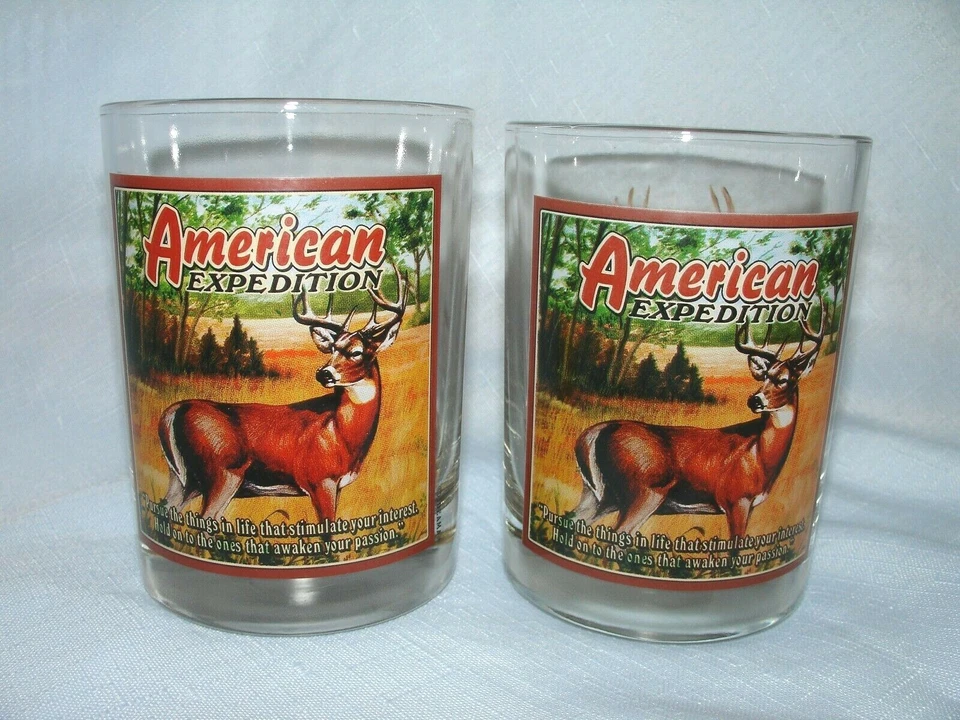 American Expedition Elk Buck Deer Hunting Shot Drink Glass Explore and Discover  - Image 1 of 4