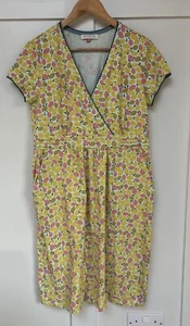 Brakeburn Size 16 Ladies Dress Jersey Comfy Lemons Yellow Pink Blue V Neck - Picture 1 of 10