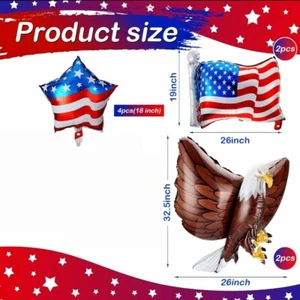 8 Pcs 4Th of July Balloons Party Decoration Supplies, Patriotic Independence Day - Picture 1 of 1