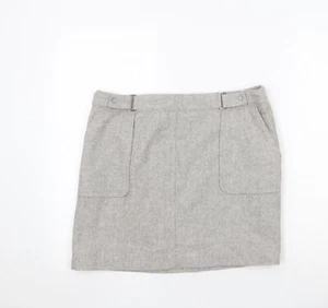 Mint Velvet Womens Grey Wool Blend A-Line Skirt Size 14 - Picture 1 of 10