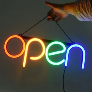 Open Leuchtschild LED Schild Reklame Offen Schild Beleuchtet Leuchtreklame Lampe - Bild 1 von 12