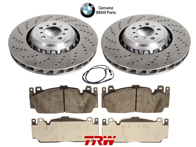 PARA BMW M5 F10 COMPETICIÓN DELANTERAS IZQUIERDA DERECHA GENUINAS DISCOS DE FRENO PERFORADOS PASTILLAS 400MM  Foto 1 de 4