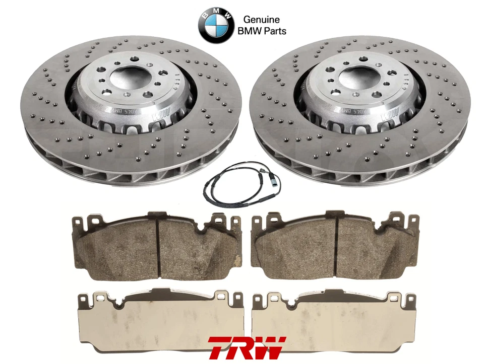 PARA BMW M5 F10 COMPETICIÓN DELANTERAS IZQUIERDA DERECHA GENUINAS DISCOS DE FRENO PERFORADOS PASTILLAS 400MM  Foto 1 de 4