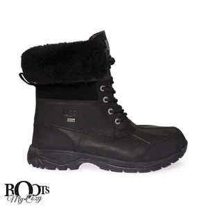 UGG BUTTE BLACK WATERPROOF LEATHER WINTER SNOW MEN'S BOOTS SIZE US 13/UK 12 NEW - Picture 1 of 6
