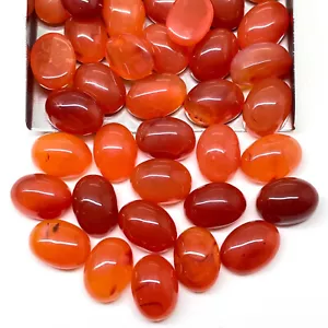 25 Pcs Natural Carnelian 14x10mm Oval Cabochon Beautiful Orange Loose Gemstones - Picture 1 of 10