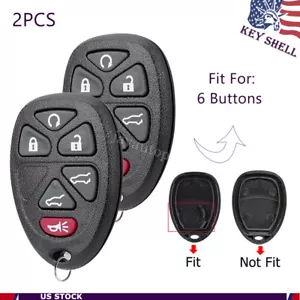 2 For Chevy Tahoe Traverse GMC Yukon Remote Key Fob Shell Case Cover 6 Buttons - Picture 1 of 9
