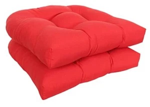 Set of 2 19"x19"x4" Solid Cherry Outdoor/Indoor Wicker Seat Cushions - Picture 1 of 6
