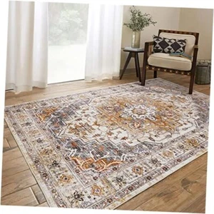  6x9 Area Rugs for Living Room,Super Soft Ultra-Thin Stain 6'x9' Turmeric/Grey - Picture 1 of 8