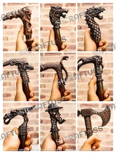 Walking Stick Cobra Snake Handle Wooden Victorian Foldable Cane Collectible Gift - Picture 1 of 33