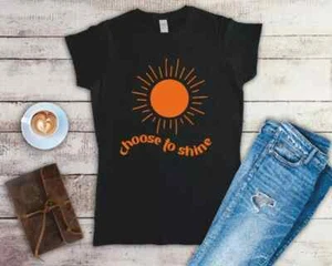 Camiseta ajustada Choose To Shine para dama talla grande (talla 12) negra - Imagen 1 de 2