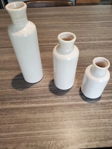 Ceramic Vase Cream/White Set/3, Farmhouse Decor, Home Decorative Vases - Picture 1 of 3