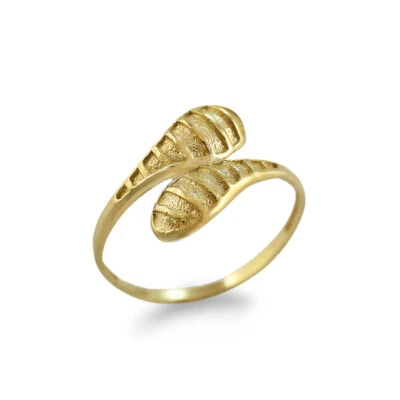 Stripe Textured Gold Twin Pear Ring - Image 1 of 4