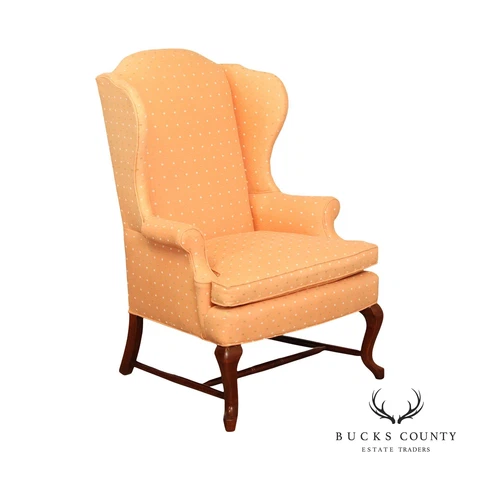 Hammary Queen Anne Style Custom Upholstered Wingback Chair Cover