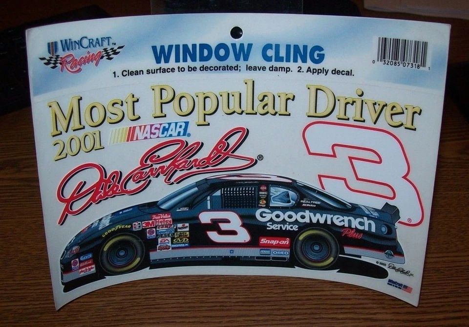 DALE EARNHARDT SR #3 GOODWRENCH MOST POPULAR 2001 WINCRAFT RACING WINDOW CLING  - Image 1 of 1