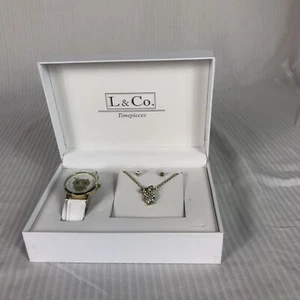 L & Company New Owl Watch, Bracelet and Earring Set White new in Box - Picture 1 of 10