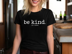 Be Kind - Hummelbee - Slogan Damen T-Shirt, Kindergrößen schwarz weiß grau Top - Bild 1 von 6