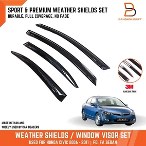 WEATHER SHIELD WINDOW VISOR RAIN GUARD FOR HONDA CIVIC 8th Gen 06-11 FD FA SEDAN - Picture 1 of 9