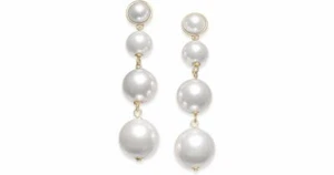 NEW INC International Concepts Gold Tone Imitation Pearl Linear Drop Earrings - Bild 1 von 3