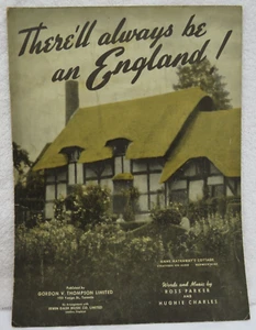 Vintage Sheet Music There'll Always Be an England 1939 Anne Hathaway Cottage Pic - Picture 1 of 14