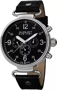 August Steiner AS8131SSB Quarzo Svizzero Giorno Data Gmt Color Argento Nero Uomo - Foto 1 di 5