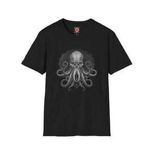 Cthulhu Art "Loyalties Lie Beneath" Lovecraft Inspired Art Tshirt Great Gift  - Picture 1 of 7
