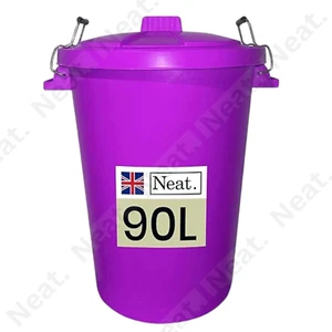 90L Extra Large Plastic Dustbin with Metal Handle & Lid for Rubbish Recycling - Picture 1 of 70