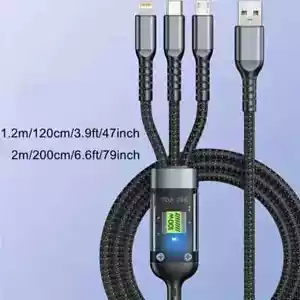 100W 3-in-1 Fast Charging Cable – Universal High-Performance Charger - Picture 1 of 9